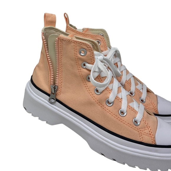 Converse Chuck Lugged Lift Hi Platform Sneaker Kids Women's Coral Canvas A03968C - Picture 4 of 9